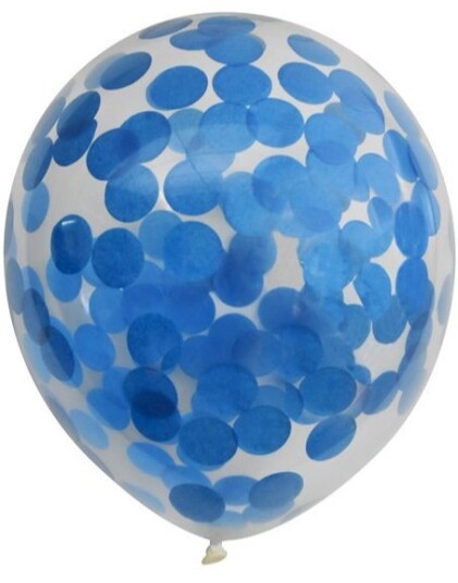 6 stk 30 cm Gjennomsiktige Ballonger med Store Blå Konfetti