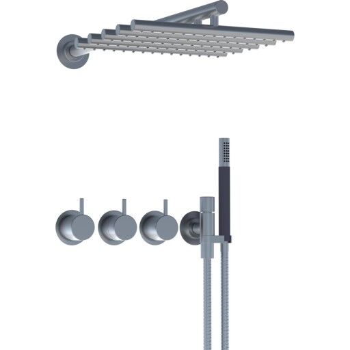 Vola 5471R-051 dusjtermostat, med hode- og hånddusj, krom