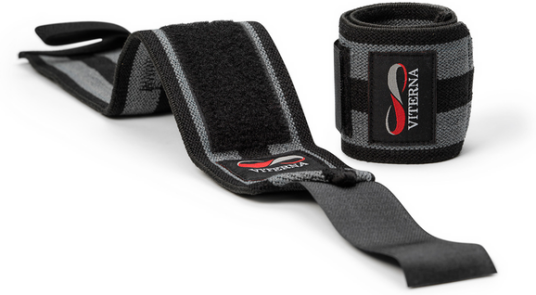 VITERNA Premium Classic Wrist Wraps 45 cm, svart/grå håndleddstøtte