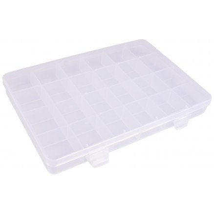 Infinity Hearts Plastboks til knapper og tilbehør Transparent 21x14cm 24 rom