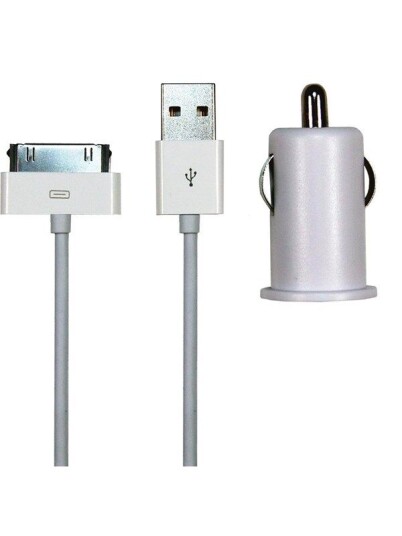 Sinox  12V Car Charger w/30-pin 1.0A. 1m. White