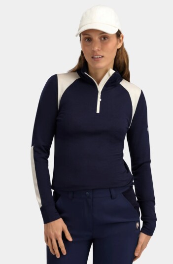 WoolLand Hilleknuten Half zip Ulltrøye Dame Blue ink M WoolLand Hilleknuten Half zip Ulltrøye Dame Blue ink M