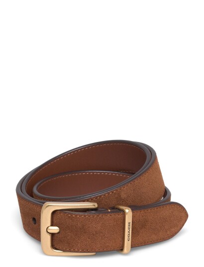 Coach 25Mm Suede Harness Hasp Belt Brown S
