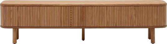 Kave Home Mailen TV bord med 2 dører i askfinér med mørk finish 200 x 50 cm Brun