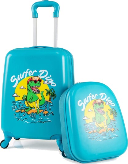 Barnebagasjesett – 17" koffert og 13" ryggsekk, dinosaurdesign