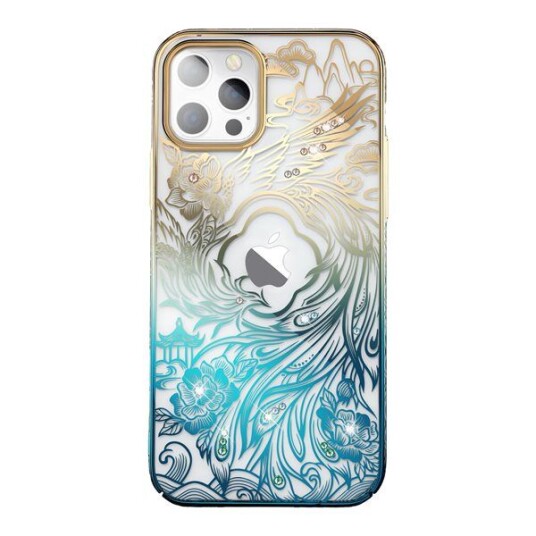 Kingxbar Etui Kingxbar Phoenix Full Swarovski Apple Iphone 14 Plus Złoto-Niebieskie