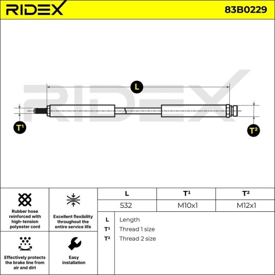 RIDEX 83B0229 Bremseslange