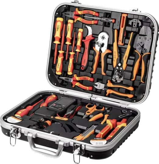 NEO Tools 01-314 Elektrikerverkt??ysett i koffert ??? 1000V sertifisert ??? 25 deler NEO Tools 01-314 Elektrikerverkt??ysett i koffert ??? 1000V sertifisert ??? 25 deler