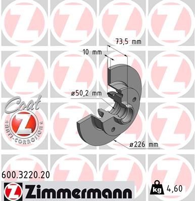 Bremseskive ZIMMERMANN 600.3220.20