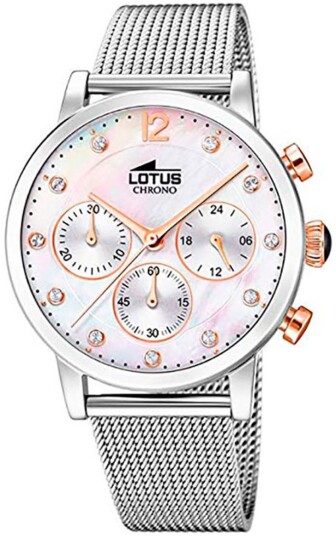 Lotus Dameklokke 18676/1 Trendy Hvit/Stål Ø37 mm