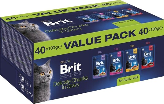 Brit Premium våtfôr Adult by Nature Cat Chunks in Gravy Våtfôr til katt 40x100 g