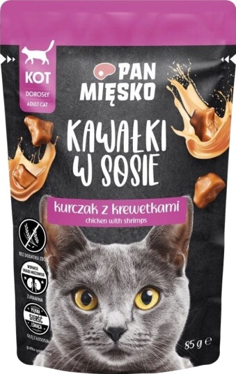Pan Mięsko Kylling Reker I Saus Våtfôr 85 G