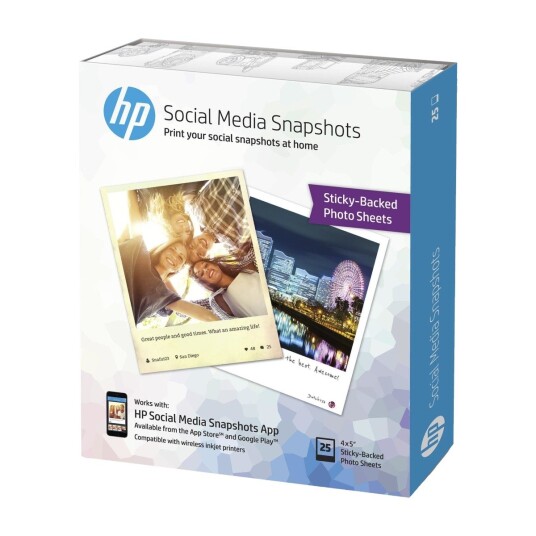 HP Social Media Snapshots selvklebende fotopapir (25 ark)