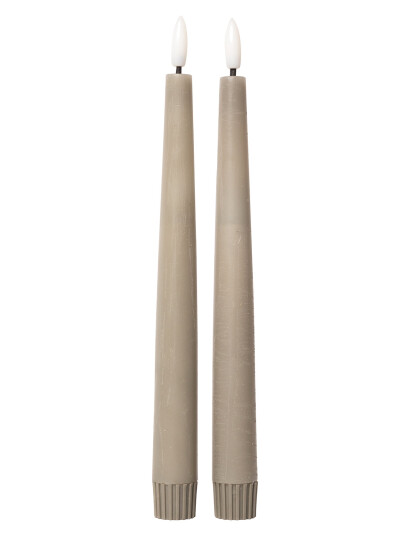 C"est Bon Rustic Finish Led Taper Candle 2 Pack   Grey   H22CM