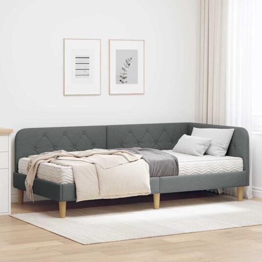 Hjørnesengramme Mørkegrå 100 x 200 cm stoff