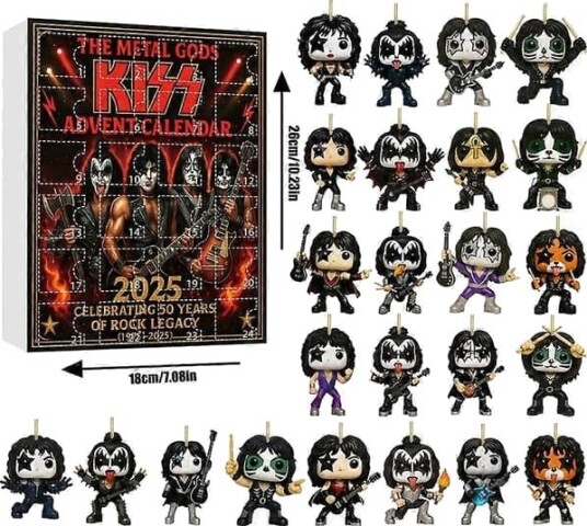2026 The Metal Gods of KISS Band 24 dagers nedtelling julekalender Akryl ikoniske musikalske samleobjekter gaver til rock og metallfans