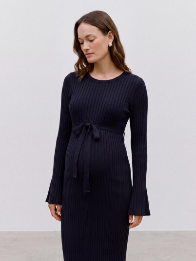 Vero Moda Maternity New Siv Long Sleeve Knit Midi Dress Blå XL