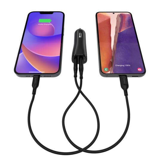 MOPHIE ESSENTIALS CAR CHARGER DUAL USB-C USB-A 12W BLACK CHAR