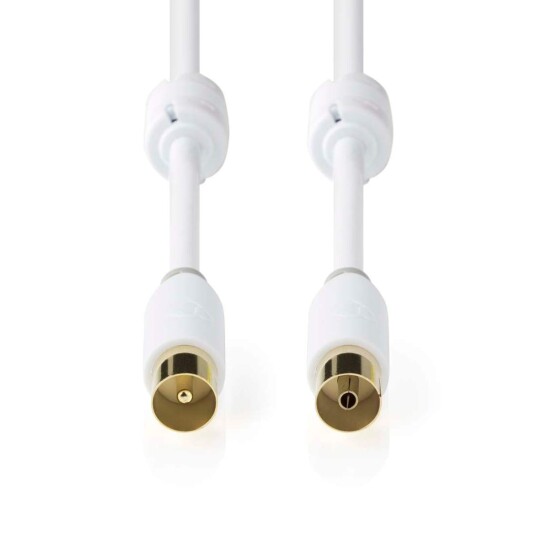 Nedis 5m Coaxial Kabel Gullbelagt 100 dB Dobbelt Skjermet Hvit