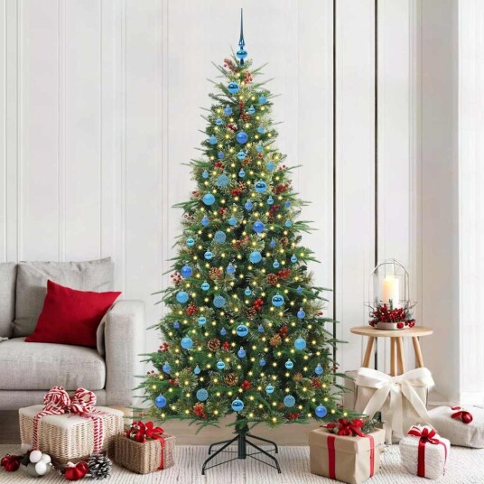  Kunstig sammensatt juletre med 300 LED grønn 210 cm PE og PVC