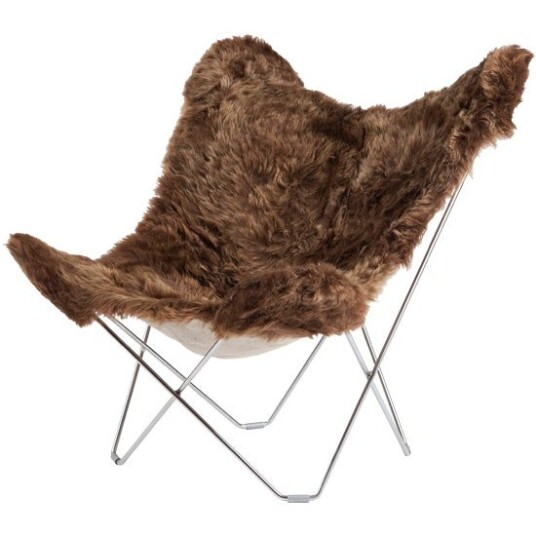 Cuero Iceland Mariposa Butterfly Stol Shorn Brown/Chrome Cuero Iceland Mariposa Butterfly Stol Shorn Brown/Chrome