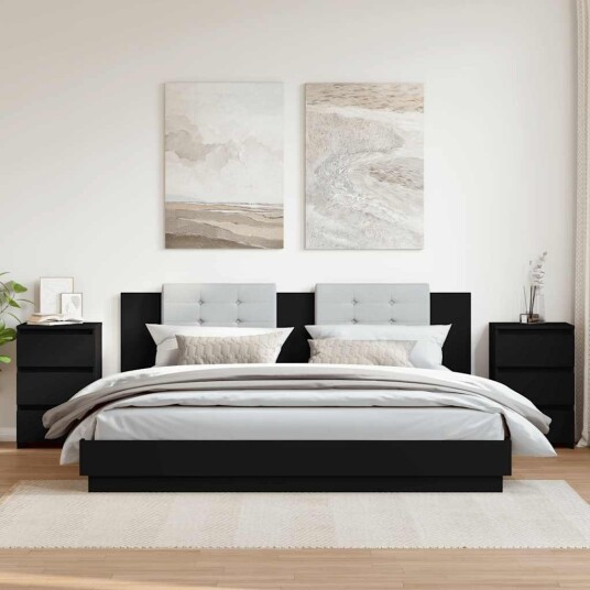 vidaXL Nattbord 2 stk svart 40x35x62,5 cm sponplate