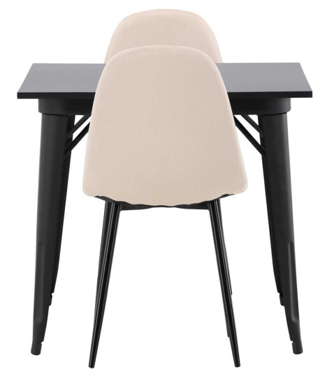 Venture Design Tempe & Polar spisegruppe Beige/svart 2 stoler & bord 80 x 80 cm