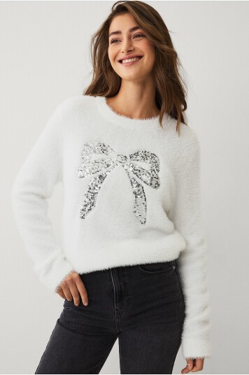 Ellos Collection Julegenser med dekorativt julemotiv Hvit