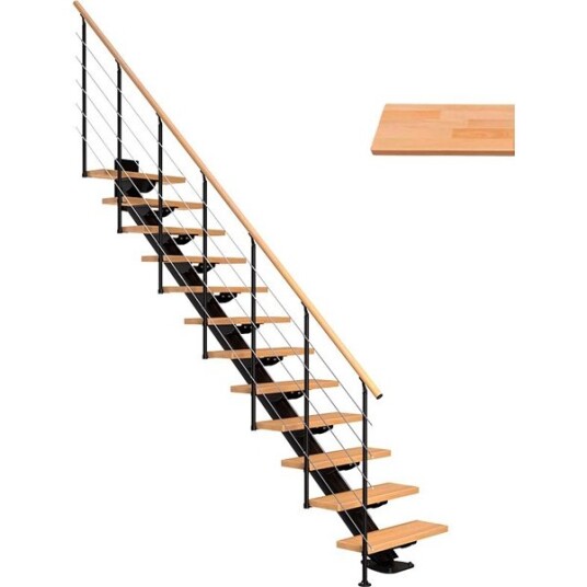 Dolle Sydney Rett Trapp Svart 9005 style 6 oljet Bøk 85 11 Loddrett Høyde 222 270cm