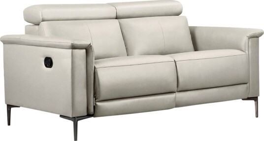 Reclinersofa uten hjørne Loft24 2 seters sofa Lund krem lær/PU manuell hvilestol Cream White