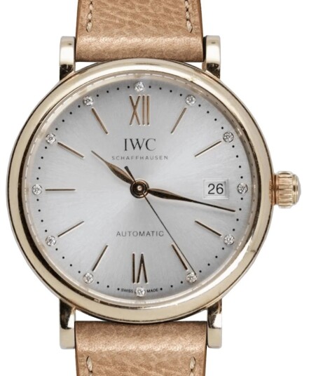 IWC Dameklokke IW458606 Portofino Sølvfarget/Lær Ø37 mm