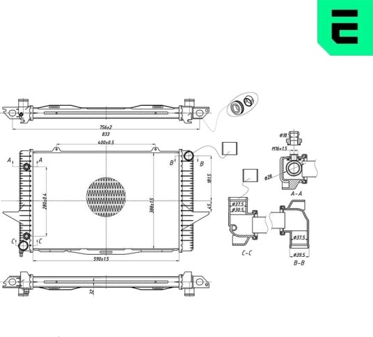 ERA 673556 Radiator motorkjøling ERA 673556 Radiator motorkjøling