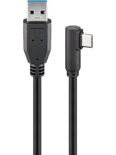 Pro 1m USB-C til USB-A 3.0 Kabel med 90° Vinkel - Svart