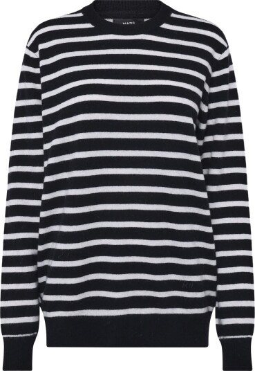 Mads Nørgaard Super Wool Karsten Stripe Knit BLACK/VANILLA ICE L