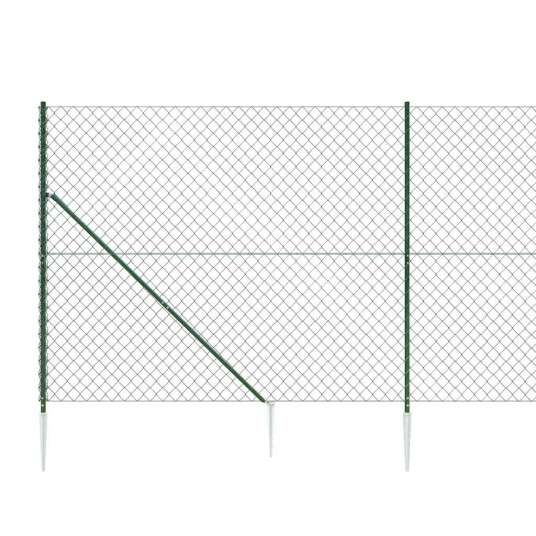 vidaXL Nettinggjerde med stolpespyd 1,6x25 m grønn