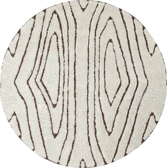 Runde tepper Kindon Natural Cotton Shaggy off white/brun Størrelse: Ø 200 cm