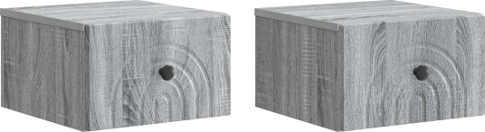 Vegghengt Nattbord med skuff 2 pcs Grå sonoma 33 x 34,5 x 20 cm