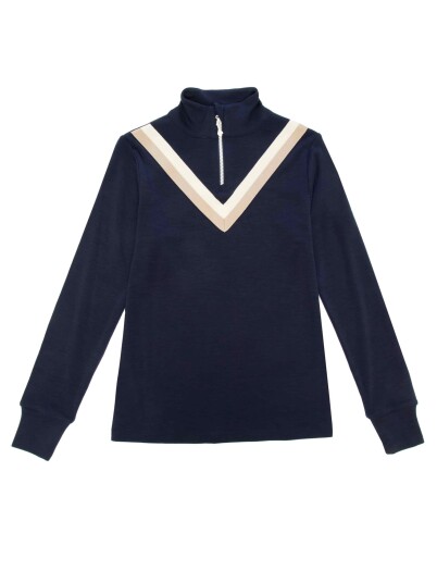 WoolLand Skarslia Merino Half zip Barn Blue Ink 146 152