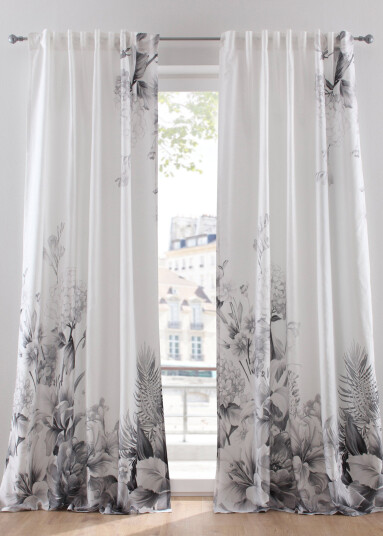 bonprix Mikrofibergardin med blomstertrykk (1-pack) 1 (H/B: 145/135 cm),2 (H/B: 175/135 cm),3 (H/B: 225/135 cm),4 (H/B: 245/135 cm) grå