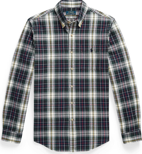 Polo Ralph Lauren Custom Fit Plaid Brushed Oxford Shirt Navy XL