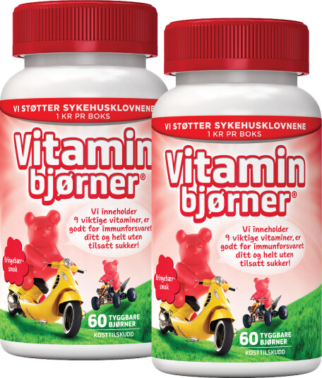 Vitaminbjørner Multivitamin Bringebær x2 2 x Bringebær 60 stk.