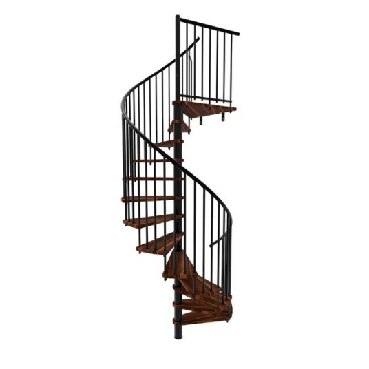 Minka Spiral Smart Spiraltrapp sort ø140 bejdset Valnød