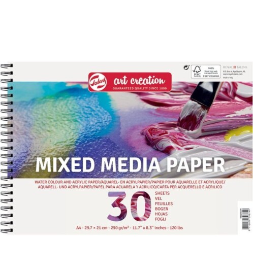 Talens Art Creation Mixed Media spiralblokk A4 250 gram