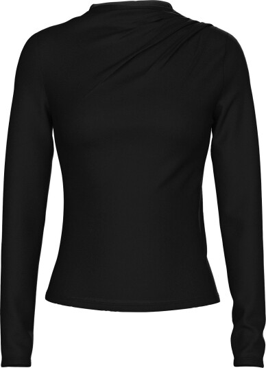 Pieces Pcmadison Ls Draped Top Jrs Noos Bc BLACK XXL