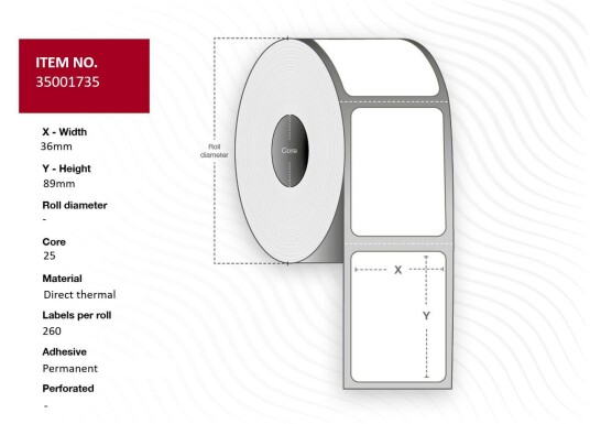 CAPTURE Label 36x89 - Core 25. White. CAPTURE Label 36x89 - Core 25. White.