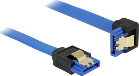 Delock Sata Kabel Serial Ata 150/300/600 SataR Rett Til SataR Nedvinklet 30 Cm Haspe Blå