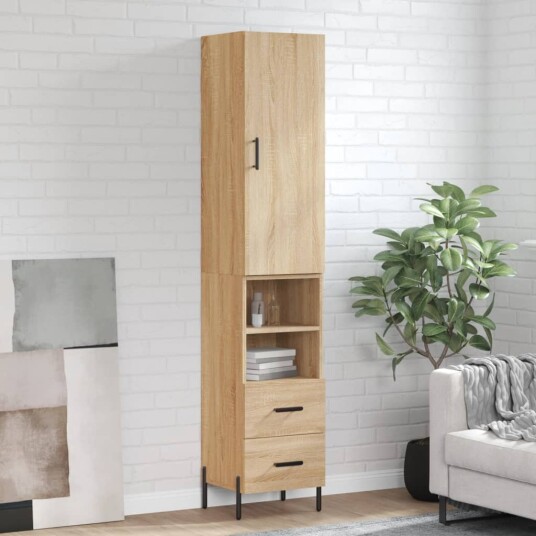 vidaXL Highboard sonoma eik 34,5x34x180 cm konstruert tre 8720845483463