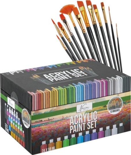 Nassau Fine Art Akrylmaling I Tube Og Pensler 24 Farger