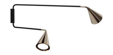 Tooy Gordon 561.48 Vegglampe Matt Sort/ Børstet Messing