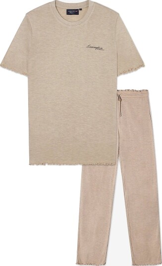 Lexington Home Jersey Short Sleeve Pajama Set LIGHT BEIGE MELANGE XL